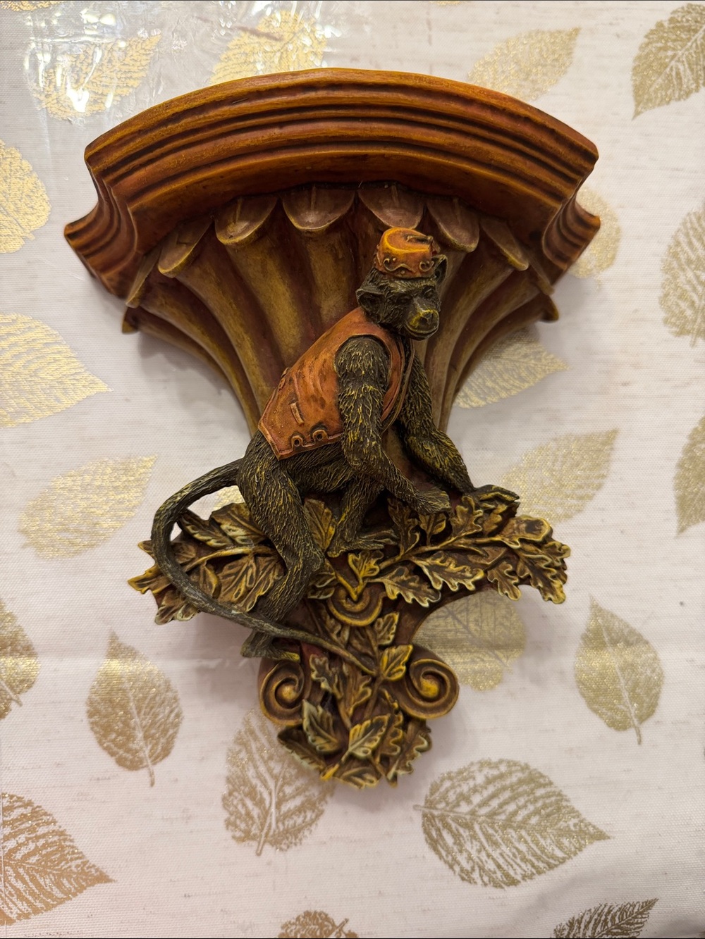 Vintage-Style Brown Monkey Wall Shelf Accent - Unbranded